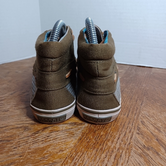 Sperry Womens Top-Sider Shoes Sz 5.5 Sequins Olive Green Hightops Lace Up. See p - Picture 7 of 9